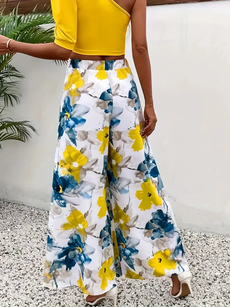 Clarice - Weite Hose mit Blumenmuster für Damen