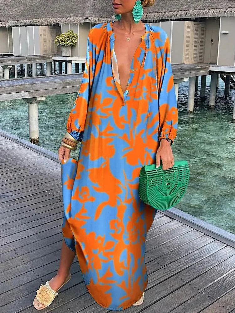 Georgette - Bohème Langarm-Maxikleid