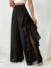 Dorice - Elegante Hose mit weitem Bein und Spitzenbesatz