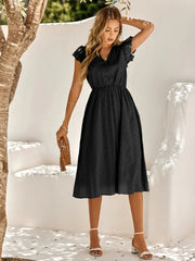 Coraline - V-Neck Flutter Sleeve Midi Dress