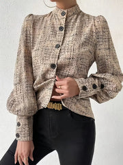 Monica - Bluse mit abstraktem Print und Rüschenbesatz