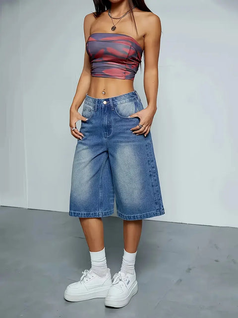 Wilda - Modische High-Waisted Denim Shorts für Frauen