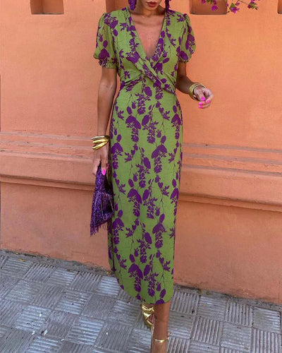 Evalena - Elegantes Maxi-Kleid mit Puffärmeln für Damen