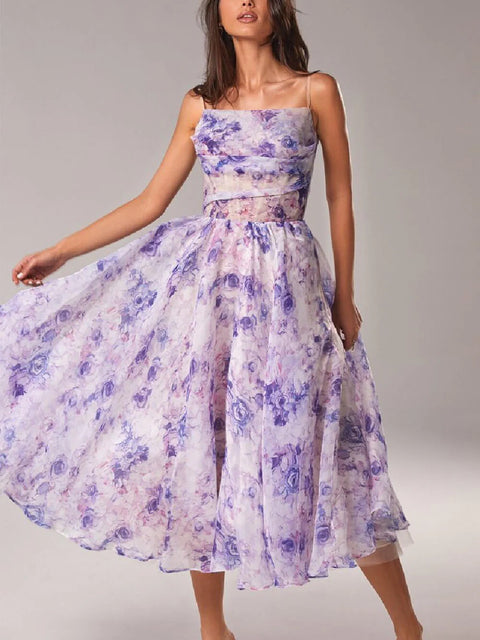 Willamina - Ärmelloses Kleid mit Blumendruck