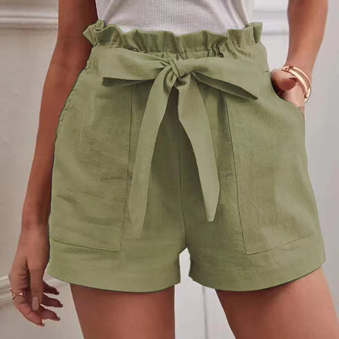 Penny - Baumwollshorts mit hoher Taille und Rüschenbesatz