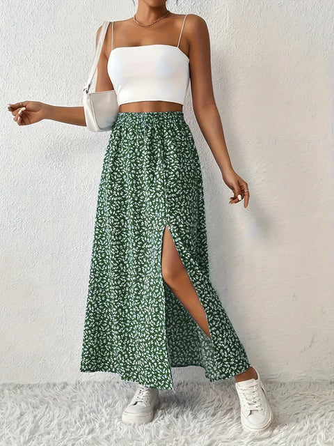 Ivara - Damenrock mit hoher Taille und Blumenmuster