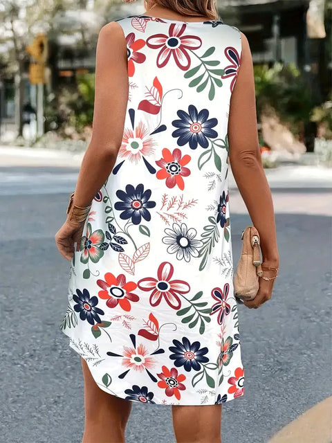Joan - Ärmelloses Kleid mit Blumendruck