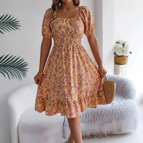 Vivian - Feminines Blumenkleid mit Puffärmeln