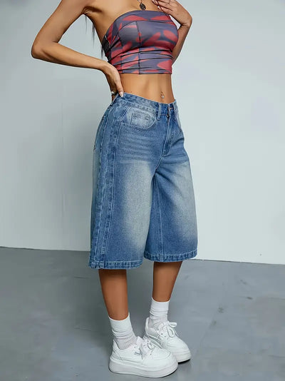 Wilda - Modische High-Waisted Denim Shorts für Frauen