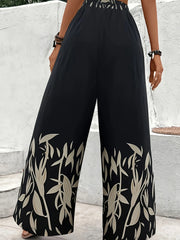 Irena - Bedruckte Damenhose mit weitem Bein und Kordelzug