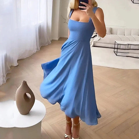 Minerva - Elegantes ärmelloses einfarbiges Kleid für Damen