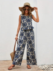 Thea - Set aus ärmellosem Oberteil und Hose mit weitem Bein