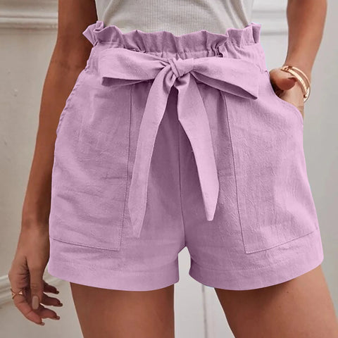 Penny - Baumwollshorts mit hoher Taille und Rüschenbesatz