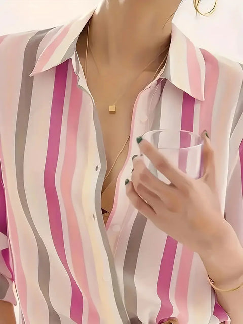 Teresa - Lässiges gestreiftes Button-Shirt für Damen