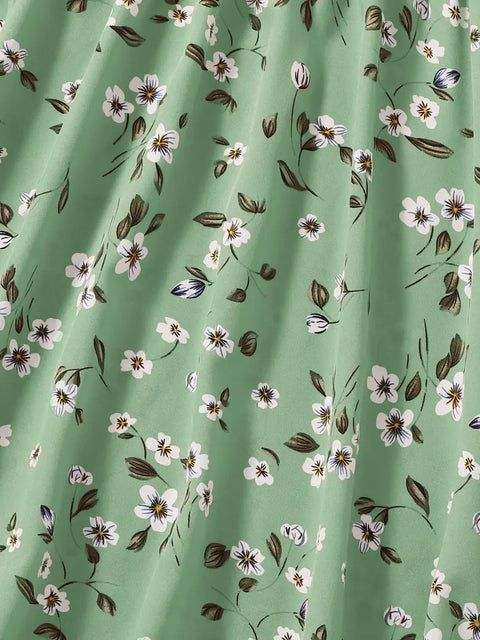 Ardelia - Damen Floral Print V-Ausschnitt Spaghetti-Trägerkleid