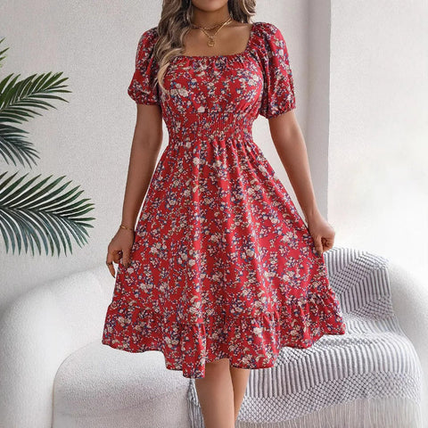 Vivian - Feminines Blumenkleid mit Puffärmeln