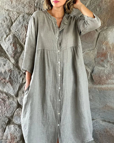 Aldonia - Baumwollkleid mit Knopfleiste für Frauen