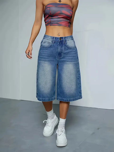 Wilda - Modische High-Waisted Denim Shorts für Frauen