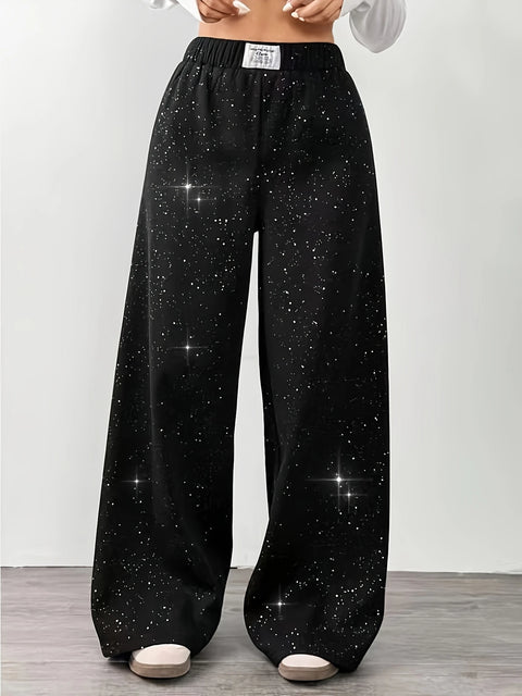 Belva - Weite Hose mit Sternen-Galaxie-Print für Damen