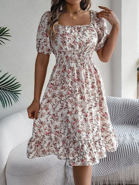 Vivian - Feminines Blumenkleid mit Puffärmeln