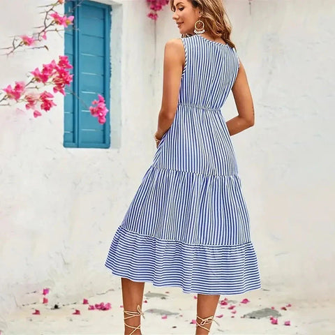 Lenore - Ärmelloses Kleid mit Streifenmuster