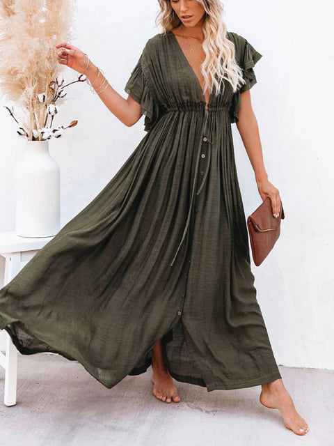 Cassandra - Elegantes Maxikleid mit V-Ausschnitt