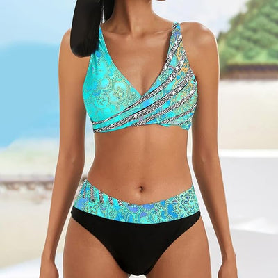 Wendy - Bauchfreie Bikini-Sets mit hoher Taille und Farbblock