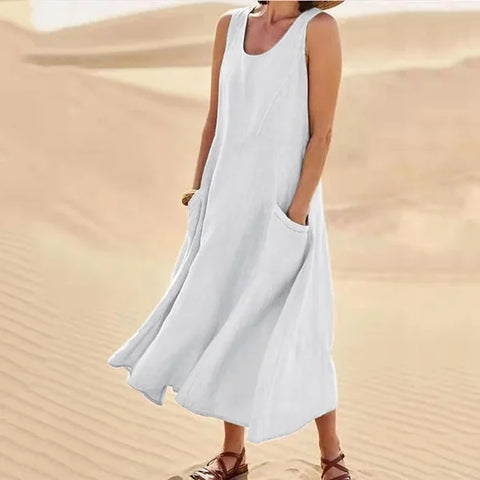 Dena - Elegantes und Bequemes Leinenkleid für Damen