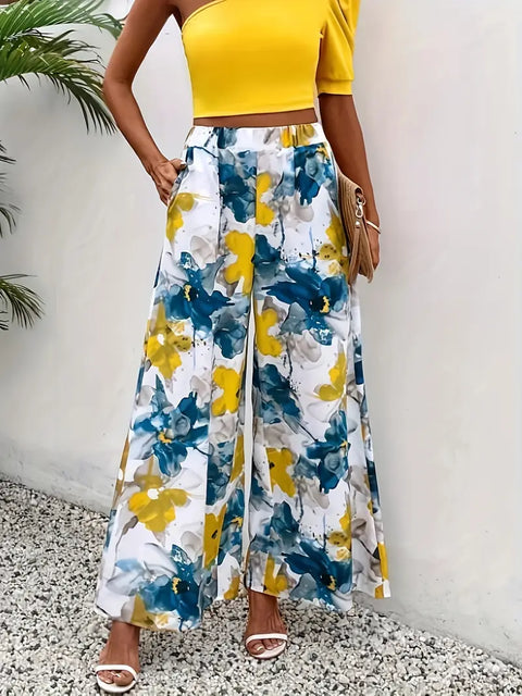 Clarice - Weite Hose mit Blumenmuster für Damen