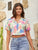 Clarine - Elegante Bluse mit Blumendruck und kurzen Ärmeln