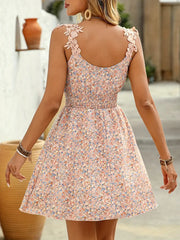 Alida - Bohemian Floral Print V-Ausschnitt Ärmelloses Kleid