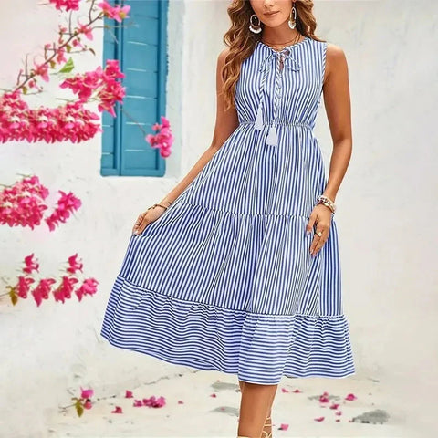Lenore - Ärmelloses Kleid mit Streifenmuster
