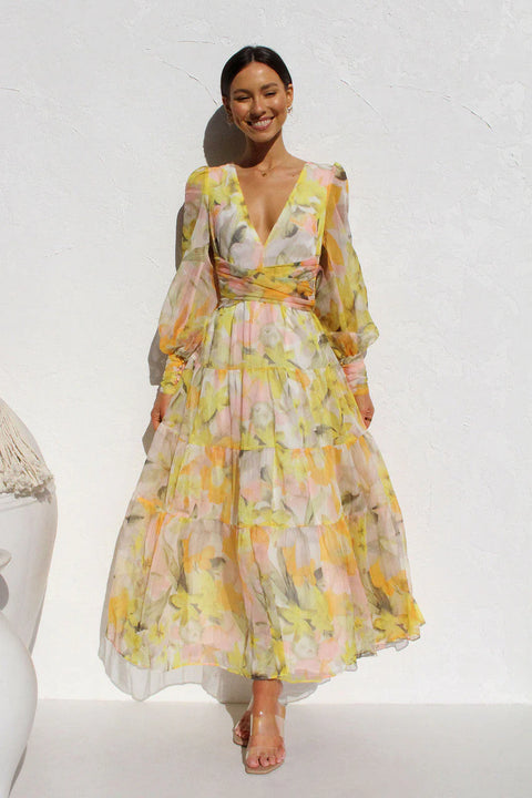 Jacqueline - Feminines Blumenkleid mit Puffärmeln