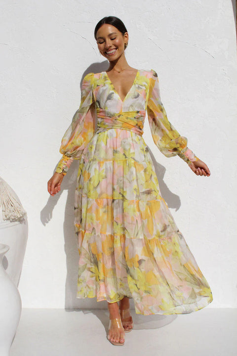 Jacqueline - Feminines Blumenkleid mit Puffärmeln