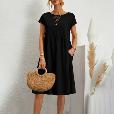 Dixie - Elegantes A-Linien-Kleid mit Rundhalsausschnitt für Frauen