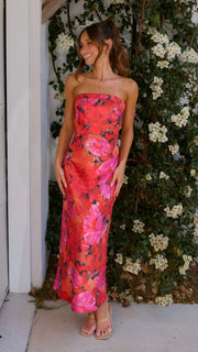 Dorothy - Trägerloses Sommerkleid mit Blumendruck