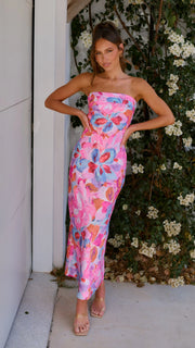 Dorothy - Trägerloses Sommerkleid mit Blumendruck