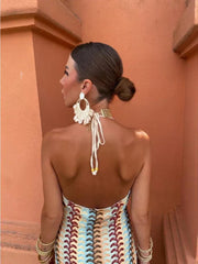 Winifred - Elegantes rückenfreies Maxikleid mit V-Ausschnitt