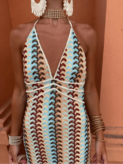 Winifred - Elegantes rückenfreies Maxikleid mit V-Ausschnitt