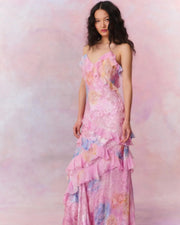 Elaine - Ärmelloses bedrucktes Maxikleid für Frauen