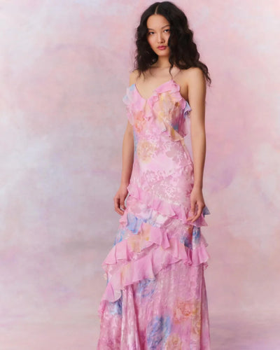 Elaine - Ärmelloses bedrucktes Maxikleid für Frauen