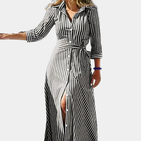 Isabella - Elegantes bedrucktes Maxikleid mit Gürtel