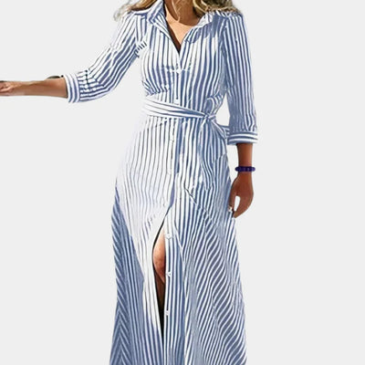 Isabella - Elegantes bedrucktes Maxikleid mit Gürtel