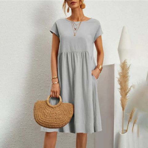 Dixie - Elegantes A-Linien-Kleid mit Rundhalsausschnitt für Frauen