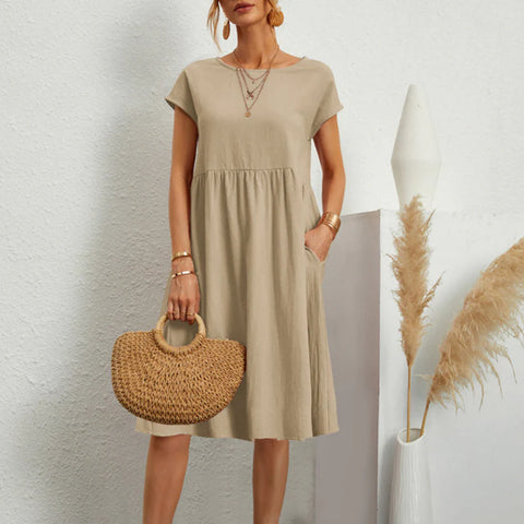 Dixie - Elegantes A-Linien-Kleid mit Rundhalsausschnitt für Frauen