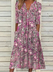 Edith - Kurzärmeliges Maxikleid mit V-Ausschnitt