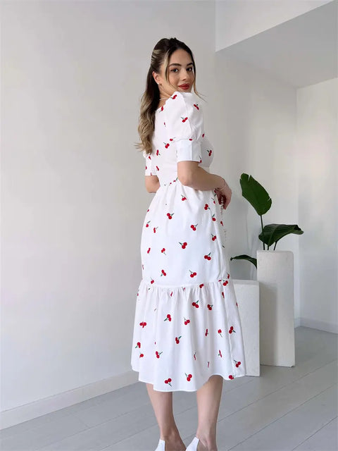 Catherine - Feminines Blumenkleid mit Puffärmeln