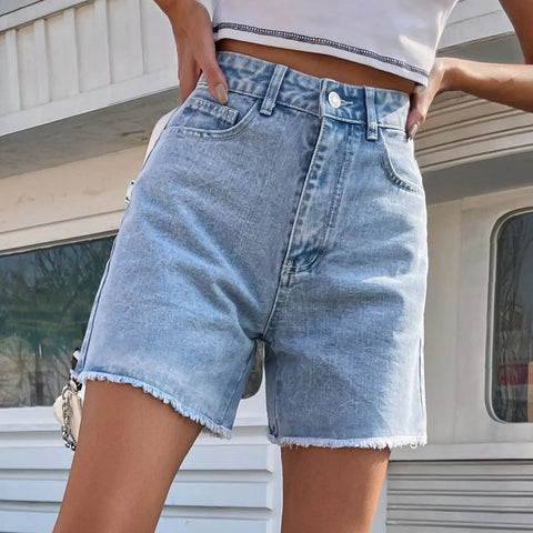 Camille - Frauen hohe Taille locker abnehmende Denim-Shorts