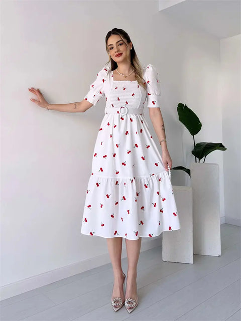 Catherine - Feminines Blumenkleid mit Puffärmeln