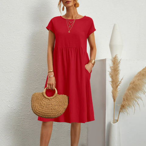 Dixie - Elegantes A-Linien-Kleid mit Rundhalsausschnitt für Frauen